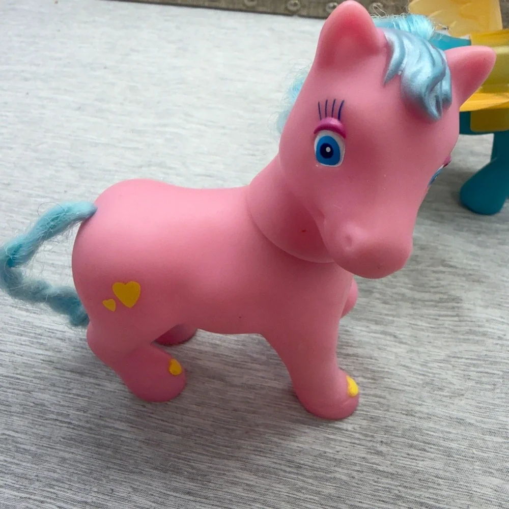 Tara Toy Pony Figure Lot of 3 Vintage Style Pink Teal Red Heart Sun Wings 1981